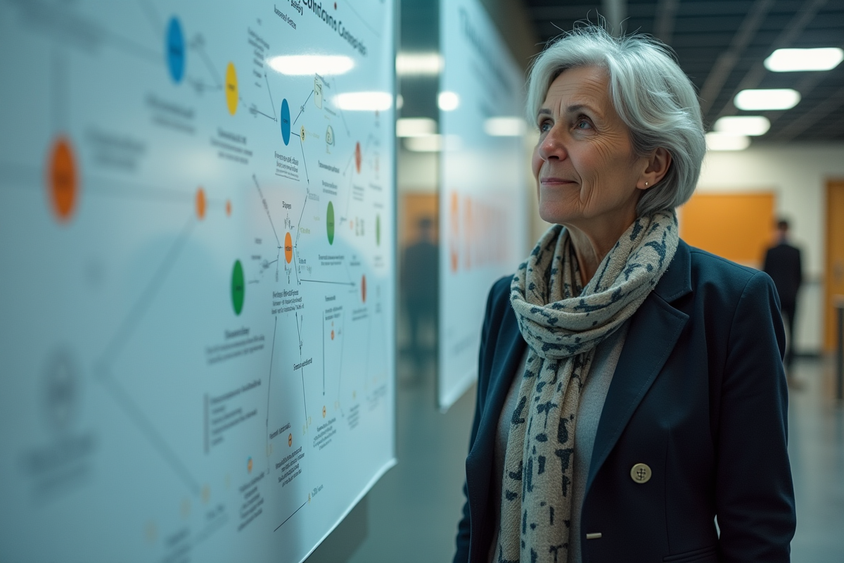 Chercheuse observant un diagramme d