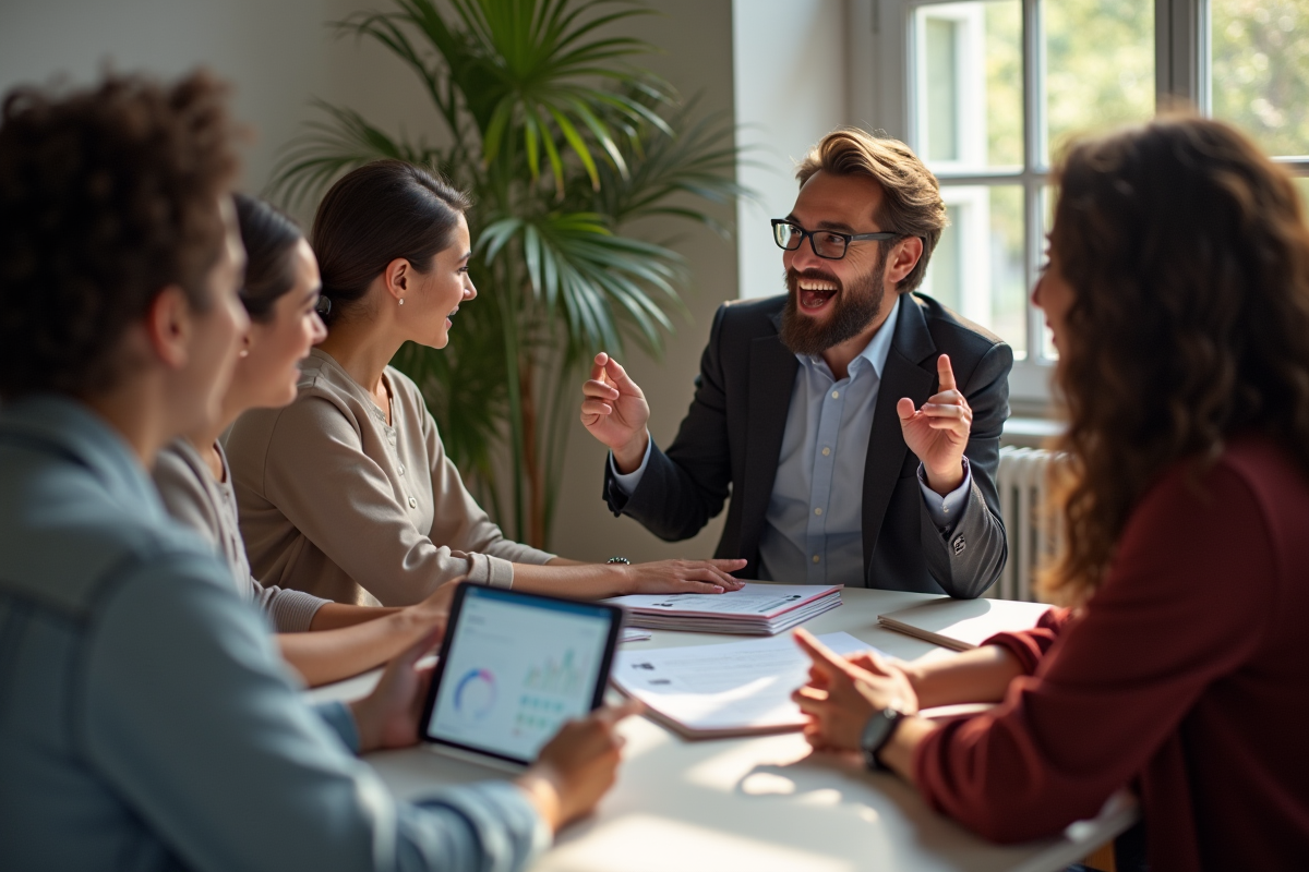 Groupe diversifié autour d