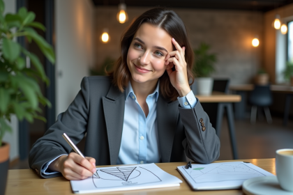 Jeune femme professionnelle en réunion de marketing