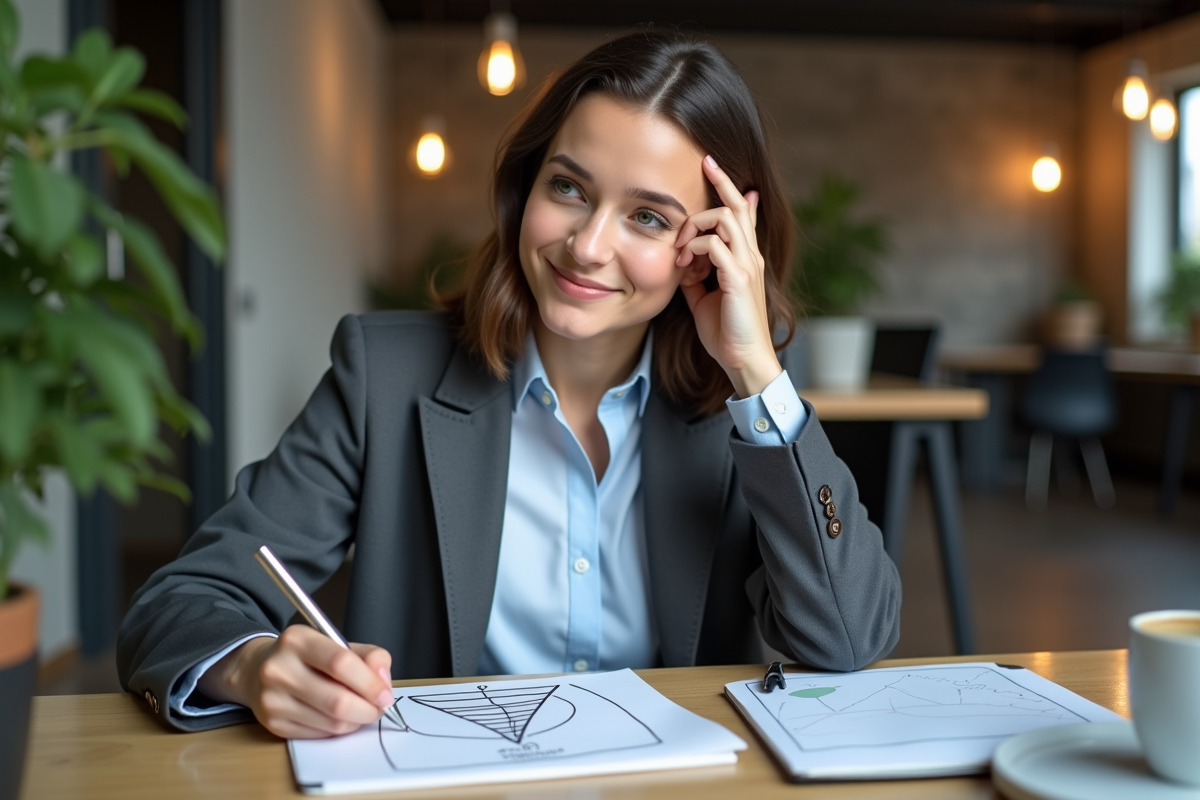 Jeune femme professionnelle en réunion de marketing
