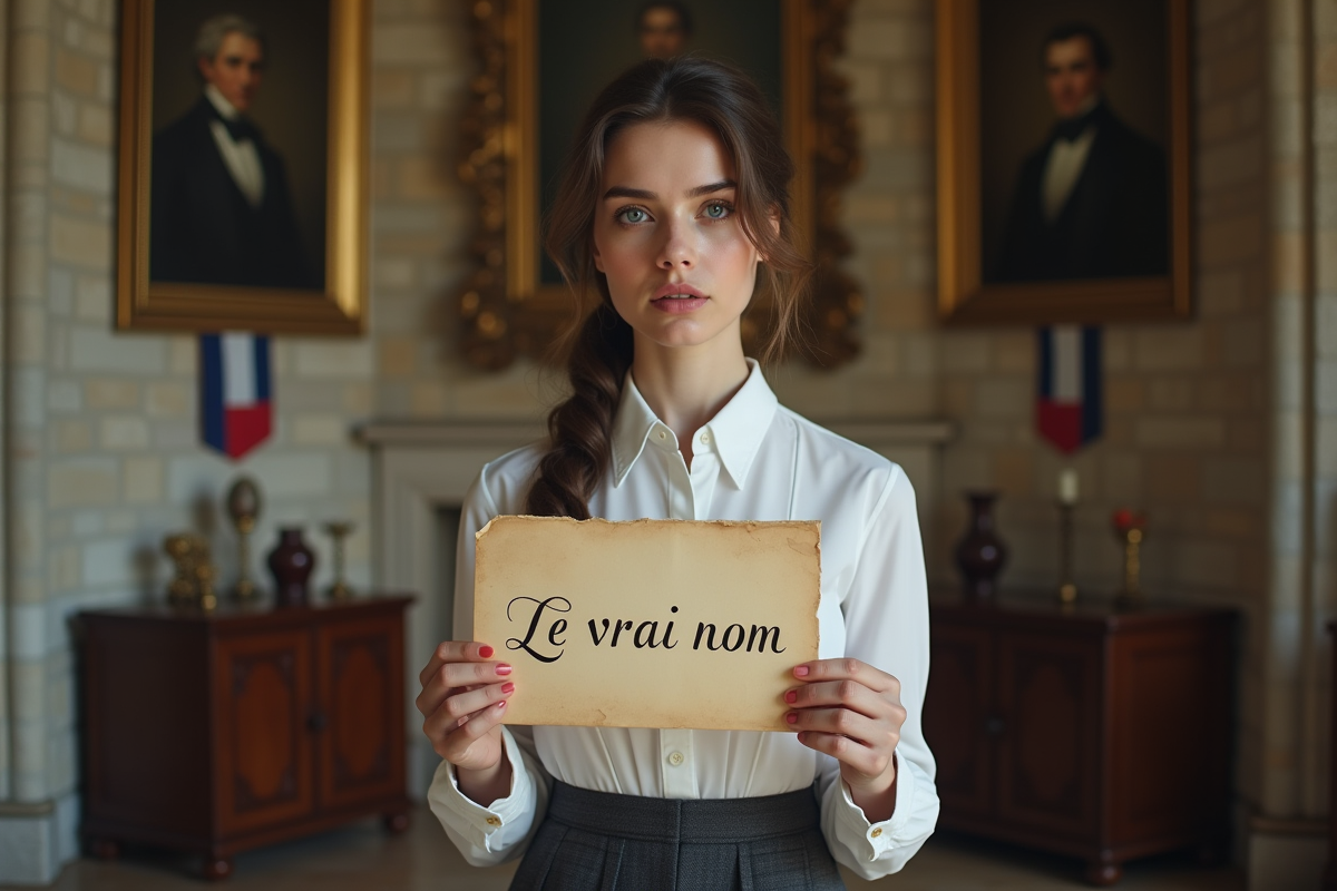 Jeune femme tenant une enveloppe ancienne dans un décor historique