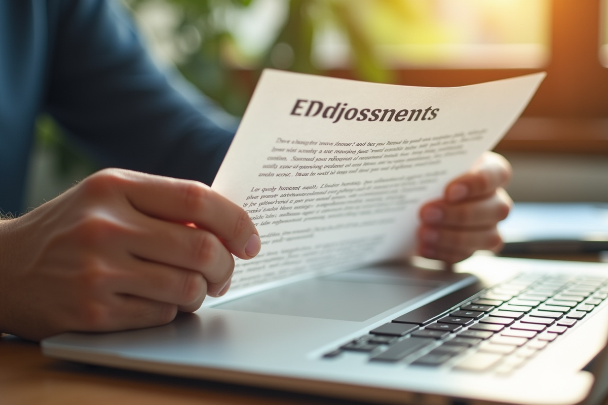 Mains tenant une lettre de retraite sur un bureau lumineux