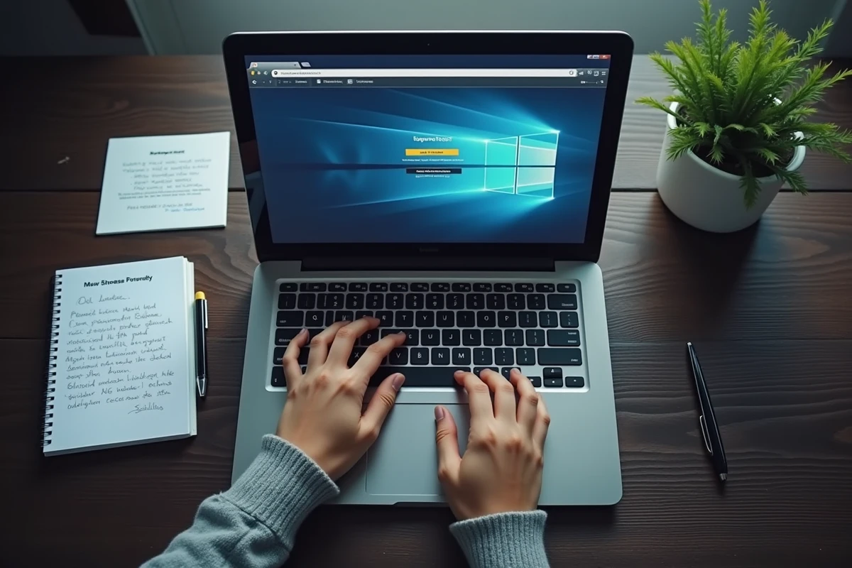 Vue rapprochée de mains sur un clavier avec un message d'accès refusé sur un portail extranet d'entreprise