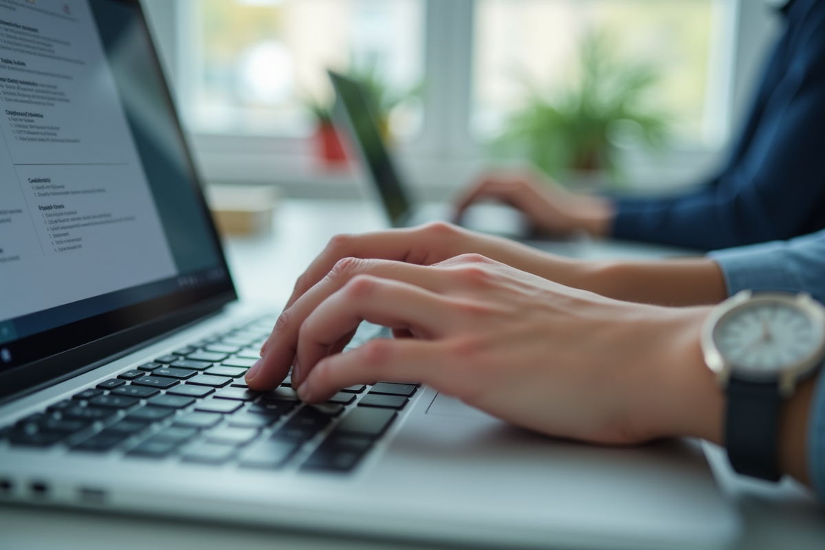 Mains tapant sur un clavier d